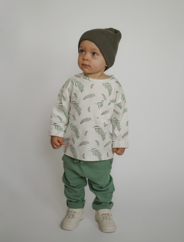 Комплект 2 лонгслива Зелёный/Листья