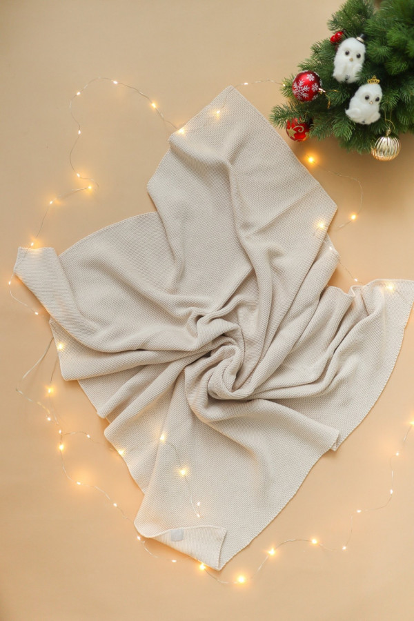 Плед вязаный Светло-бежевый 