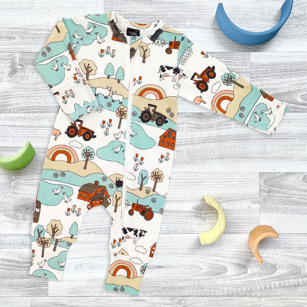 Комбинезон Mjölk Sleep and Play Ферма, на манжетах 