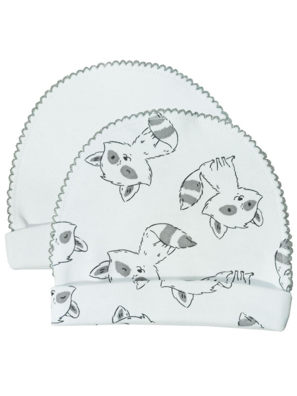 Шапочки швы наружу с отворотом 2 шт «Верные друзья» Енот Серый
