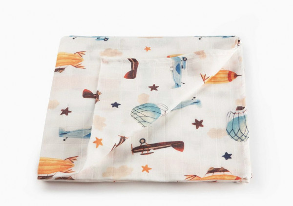 Муслиновая пеленка Самолеты 80*80 см
