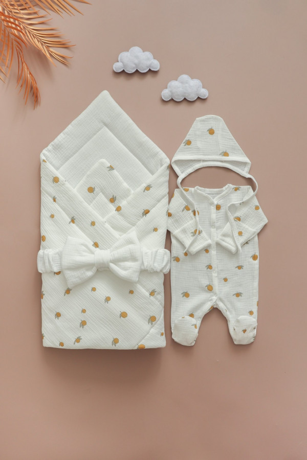 Комплект на выписку муслиновый Молочно-лимонный