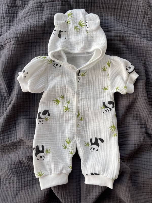Песочник с капюшоном муслин Панды