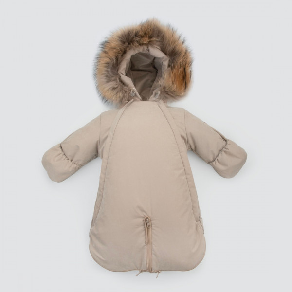 Комбинезон-трансформер "Вельвет", с опушкой, с отворотами, 3 сезона Светло-бежевый