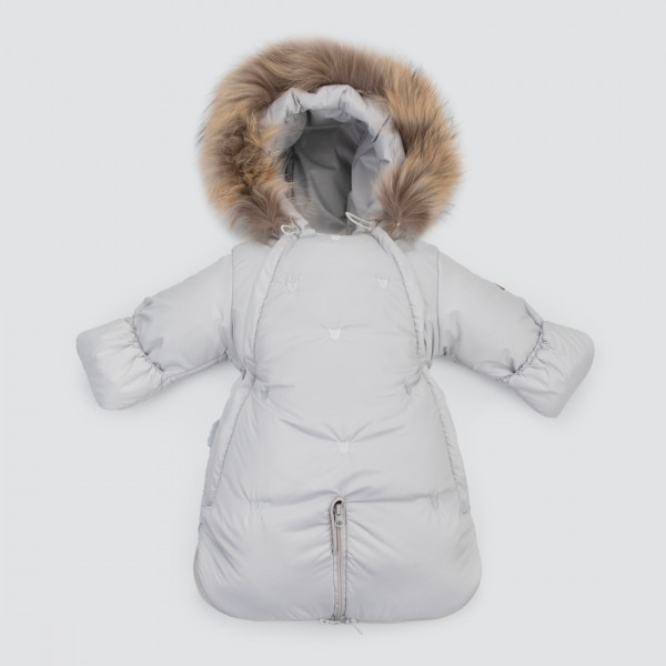 Комбинезон-трансформер "Тэдди", с опушкой с отворотами, 3 сезона, серый