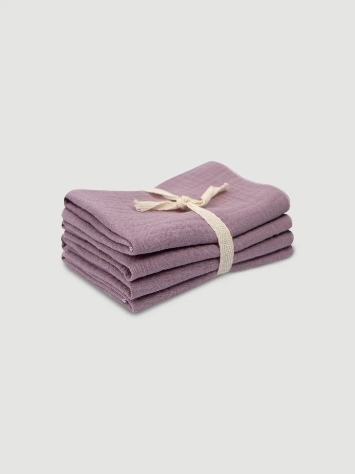 Сет из 4х муслиновых салфеток Mjölk Violet 25*25 см 