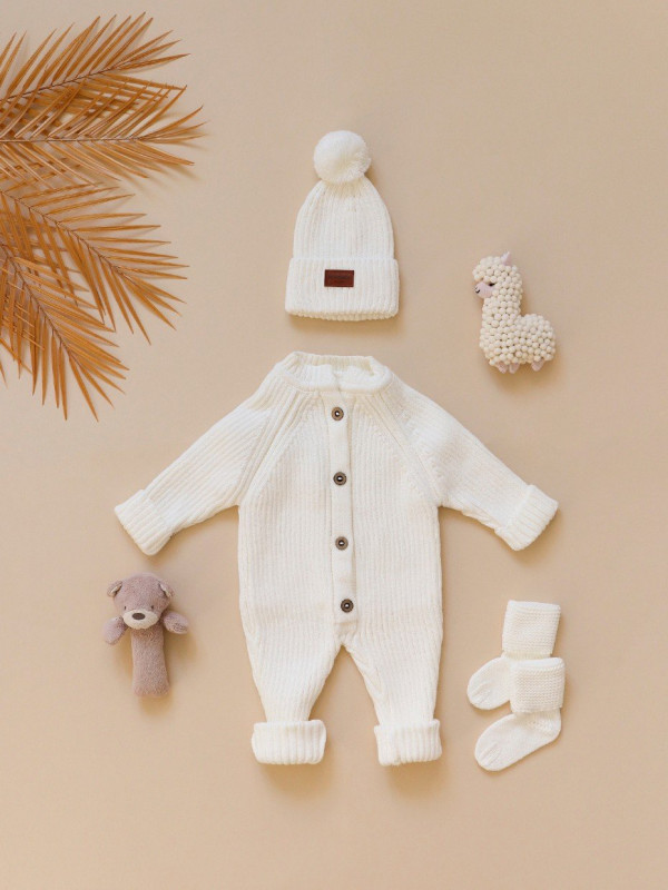 Комплект вязаный 3 предмета Молочный 