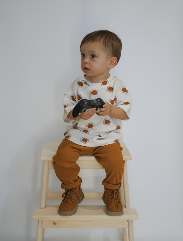 Комплект 2 футболки Горчичный/Солнышко 