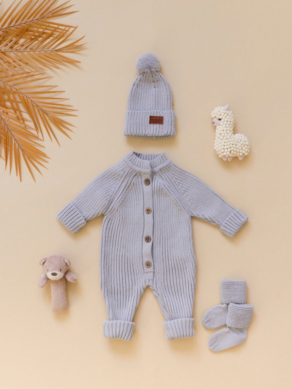 Комплект вязаный 3 предмета Серый 