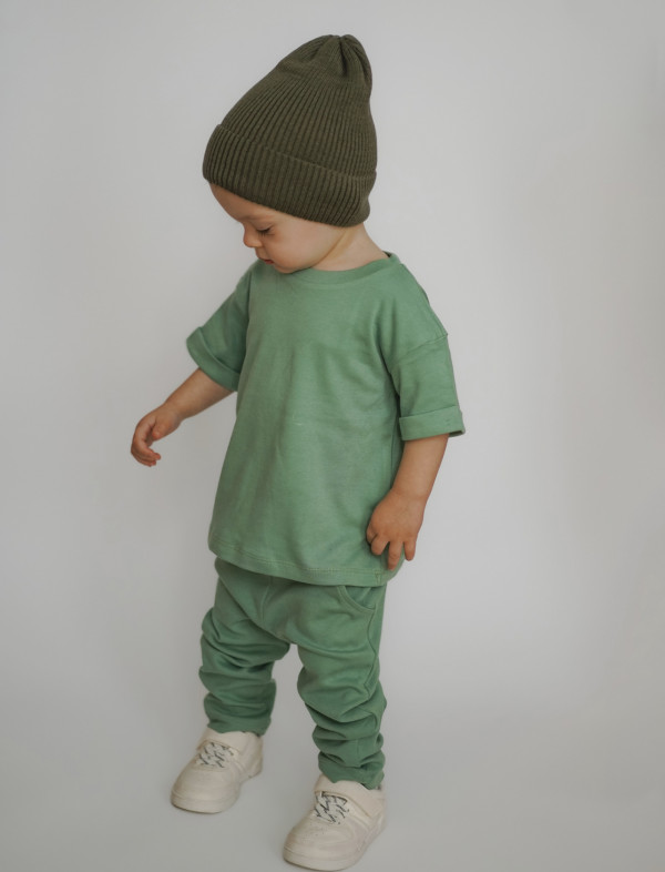 Комплект 2 футболки Зелёный/Листья 