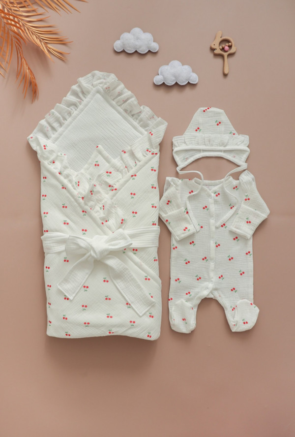 Комплект на выписку Молочно-красный