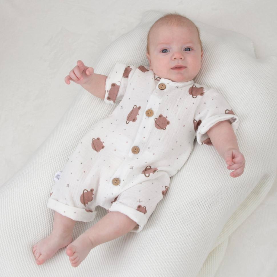 Боди-песочник на пуговицах "Муслин", медвежонок