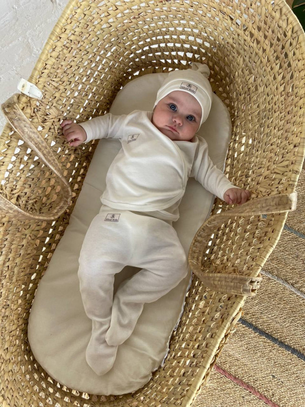 Комплект нательный (кофточка-кимоно+ползунки+шапочка) Сахар