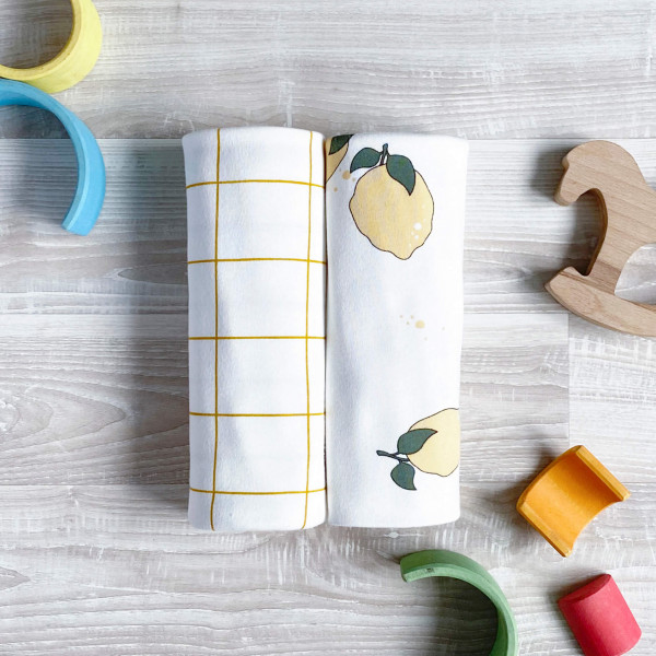 Сет из 2х пелёнок Mjölk Лимоны/Клетка 120*85 см