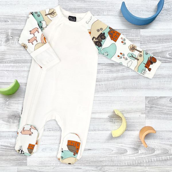 Комбинезон Mjölk Sleep and Play Ферма, с рукавом реглан