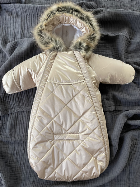 Конверт-комбинезон с ручками 0-6 мес (овечья шерсть и мех отстегиваются)  Золотистый 