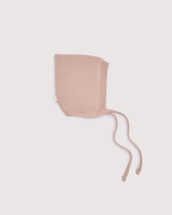 Шапочка Elf из хлопка вязаная Пудровая 