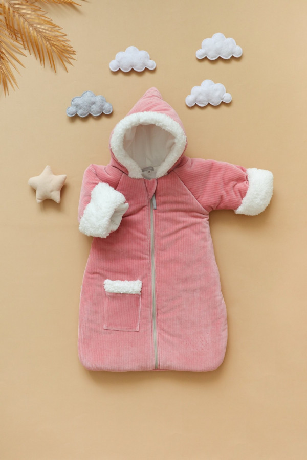 Полукомбинезон из велюра Пудровый