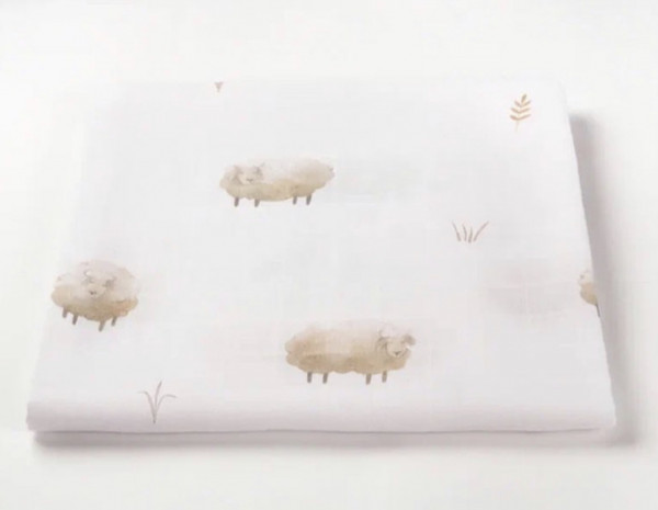 Муслиновая пеленка Овечки 80*80 см