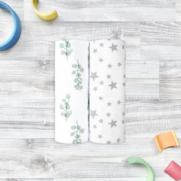 Сет из 2х пелёнок Mjölk Эвкалипт/Звёзды 80*80 см 