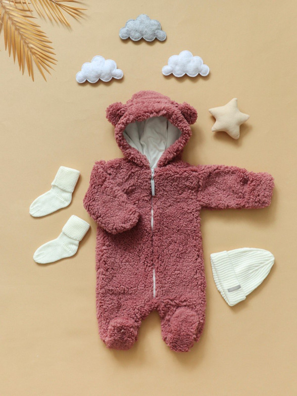 Комбинезон Мишка шерпа Темно-Пудровый 