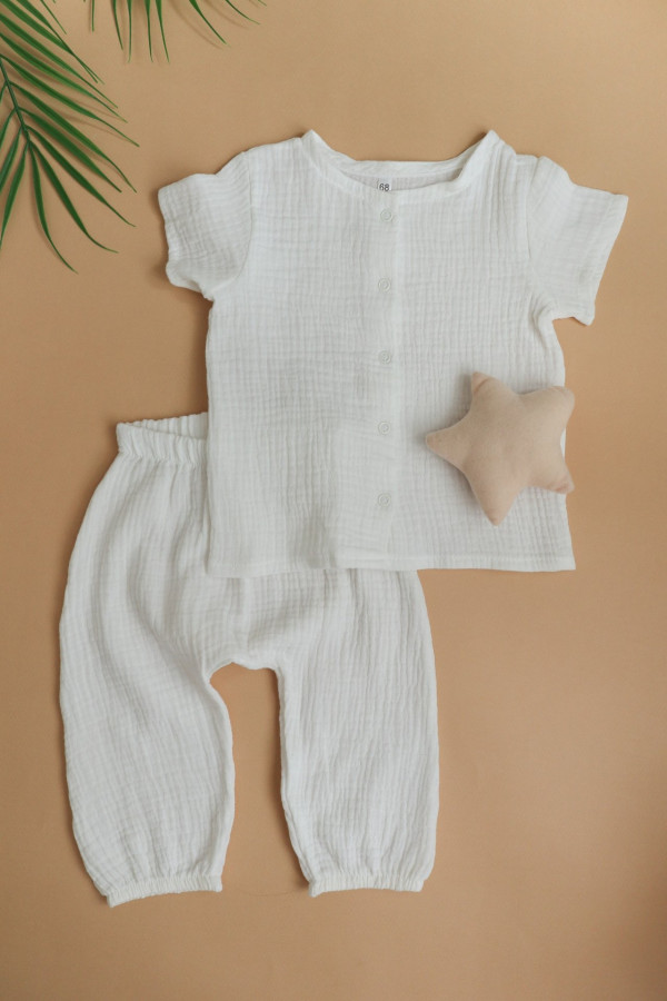Рубашка и штанишки из муслина Молочный 