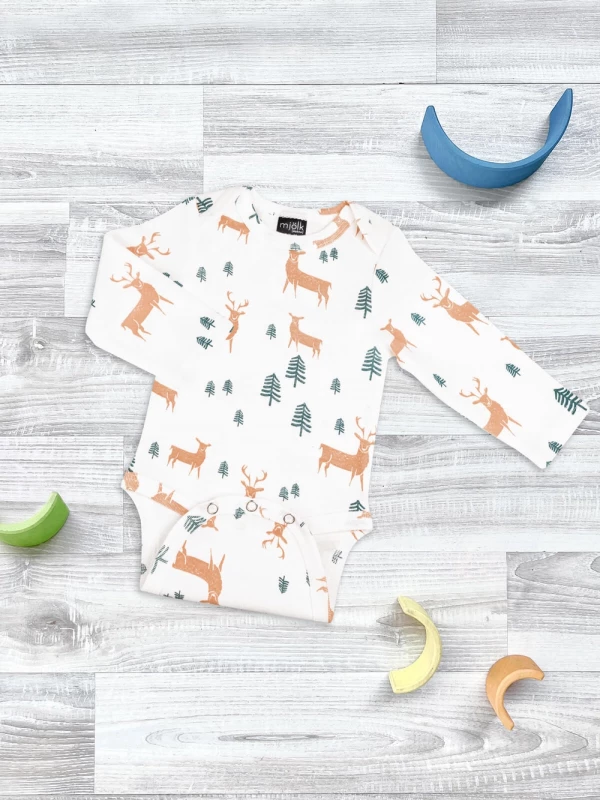 Боди Mjölk Олени в лесу с длинным рукавом