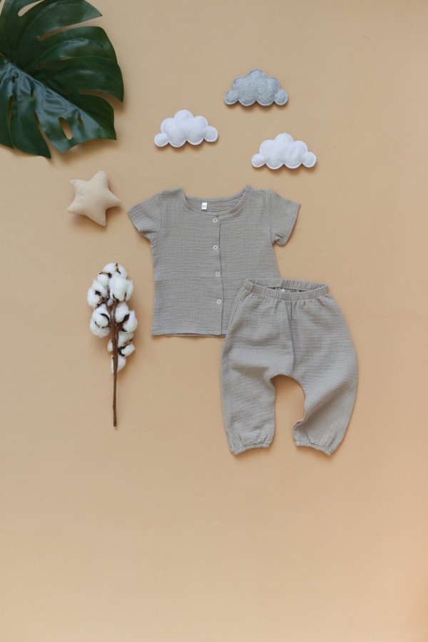 Рубашка и штанишки из муслина Песочный
