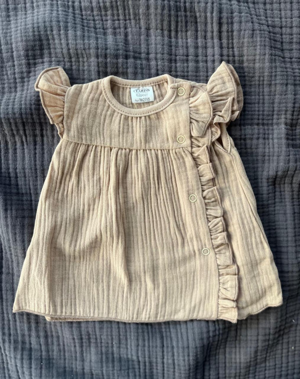 Платье с застежкой сбоку из муслина Капучино