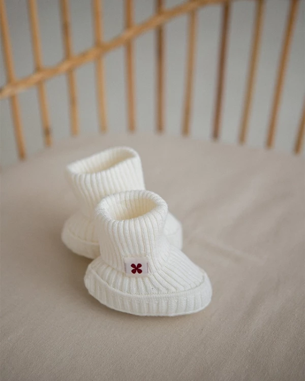 Пинетки вязаные из хлопка Кремовый