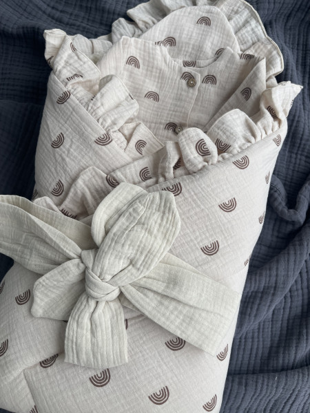  Комплект с рюшами из муслина Лето Радуга Бежевый 