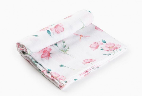 Муслиновая пеленка Маки 120*120 см