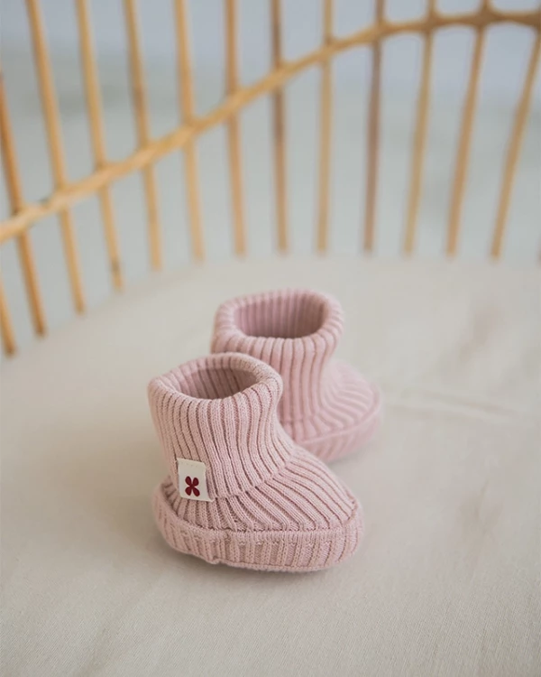 Пинетки вязаные из хлопка Пудровый