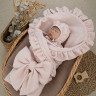 Комплект на выписку 4 предмета "Муслин Рюша.Плед", пудра, лето