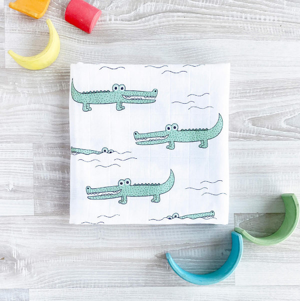 Муслиновая пелёнка Mjölk Крокодилы 80*80 см 