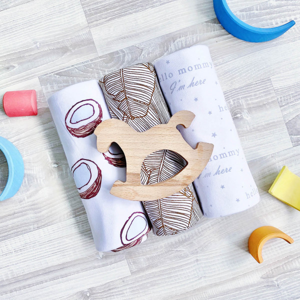 Сет из 3х пелёнок Mjölk Palm Tree/Кокосы/Hello mommy 120*85 см 