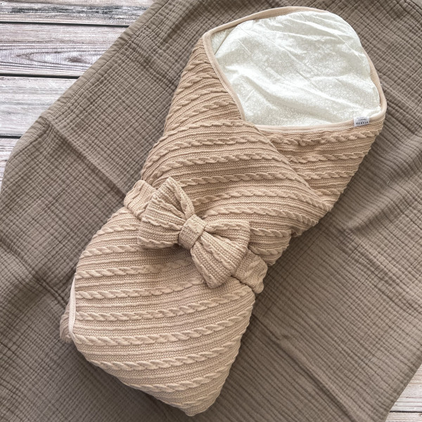 Конверт-одеяло вязаный Бежевый 