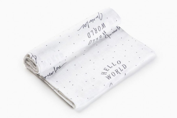 Муслиновая пеленка Привет мир 120*120 см 