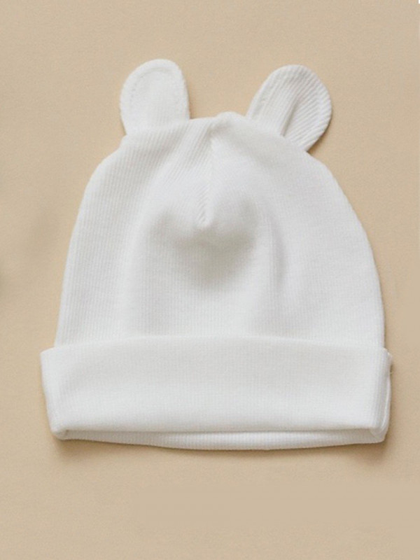  Шапочка с ушками для малыша (кашкорсе) Молочный 