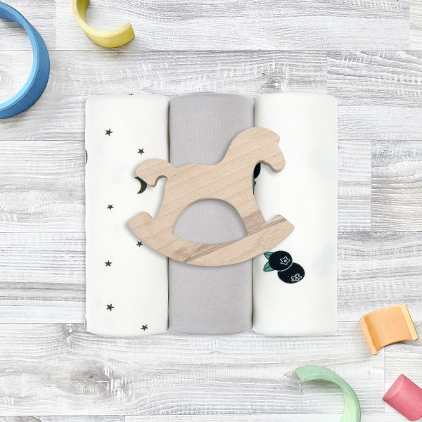 Сет из 3х пелёнок Mjölk Голубика/White Sand/Ночное небо 120*85 см 