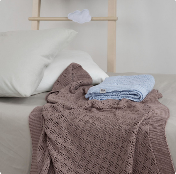 Плед для новорождённых Ажурный Коричневый 