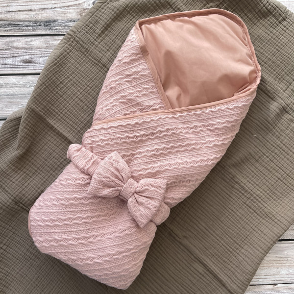 Конверт-одеяло вязаный Пыльная Роза 