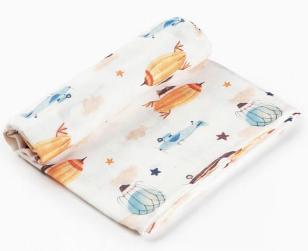 Муслиновая пеленка Самолеты 120*120 см 