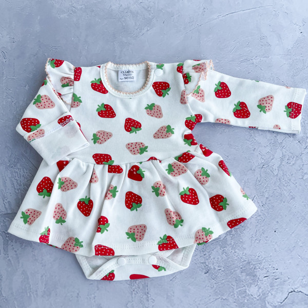 Боди-платье Клубничка бел