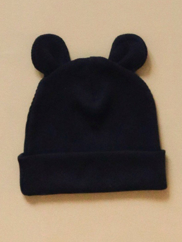 Шапочка с ушками для малыша (кашкорсе) Темно-синий 