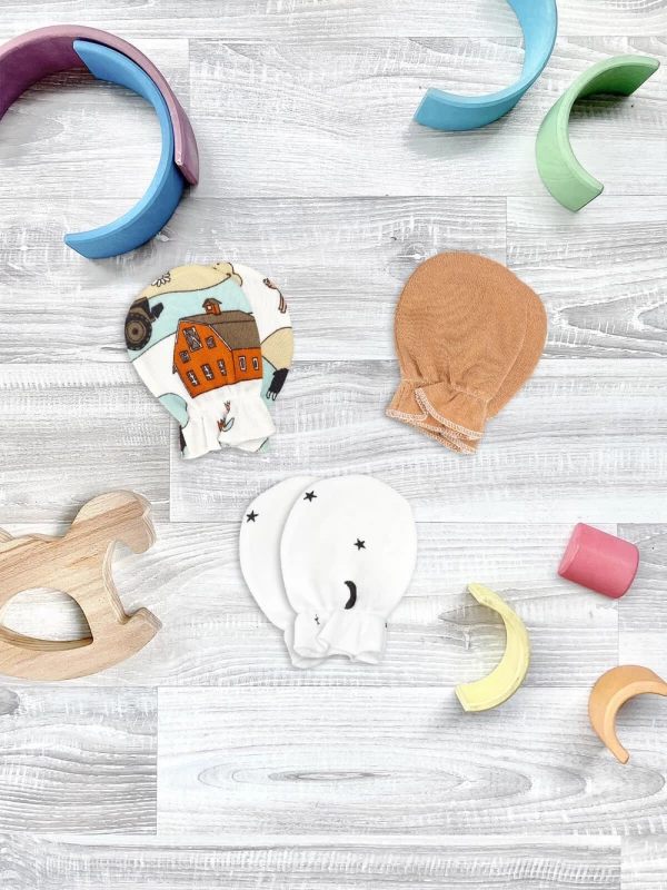 Рукавички-антицарапки Mjölk Ферма/Camel/Ночное Небо, сет из 3х пар