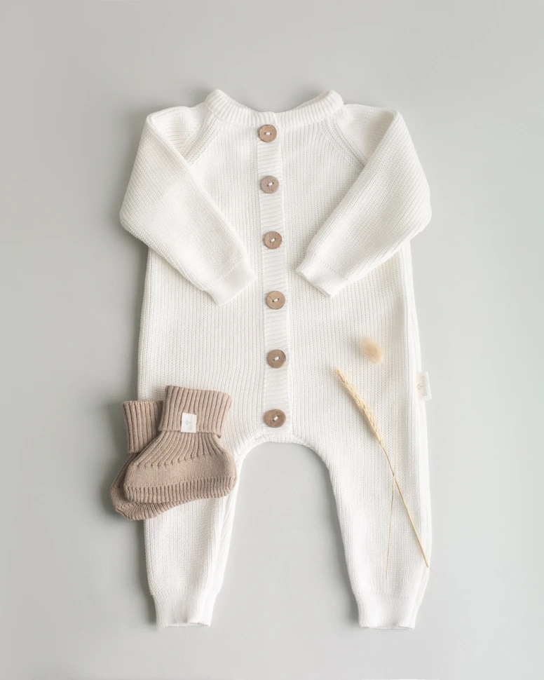 Комбинезон вязаный классик молочный