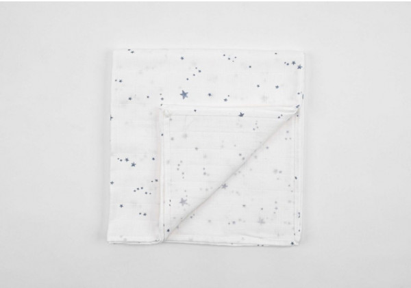 Муслиновая пеленка Звезды синие 120*120 см 