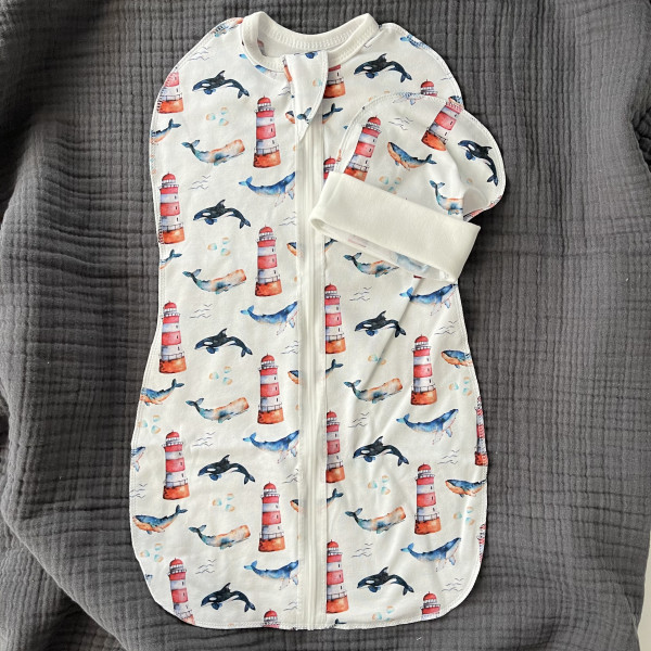 Пеленальный кокон с шапочкой Киты