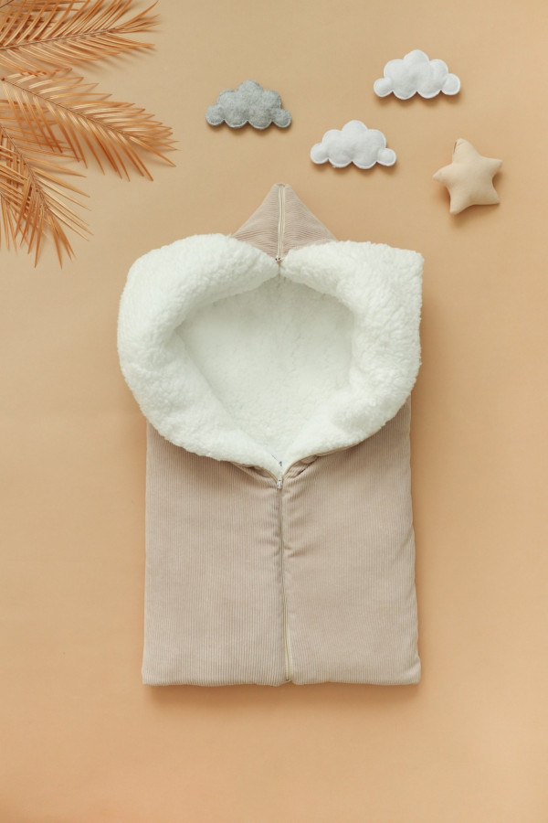 Конверт на выписку “Вельвет» шерпа Бежевый 